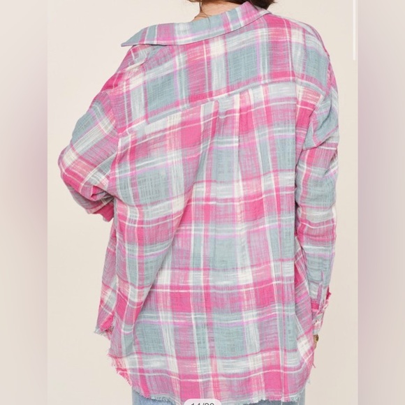 Pink Button Down Plaid Shirt - Picture 4 of 11